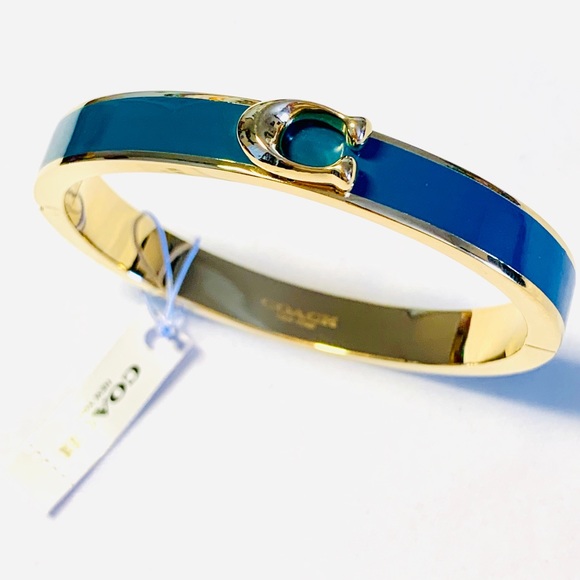 Coach SIGNATURE PUSH HINGED ENAMEL BANGLE BRACELET - Picture 1 of 6